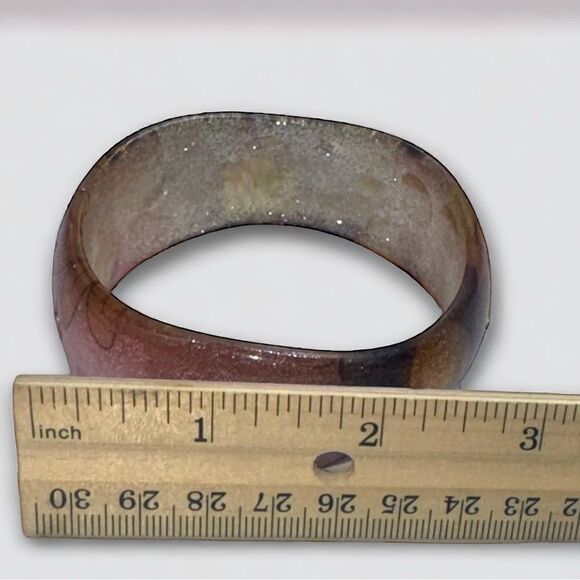 Vintage Hand-painted Bling Bracelet l Shimmery Pinks & Purple Acrylic l EUC - Picture 4 of 7